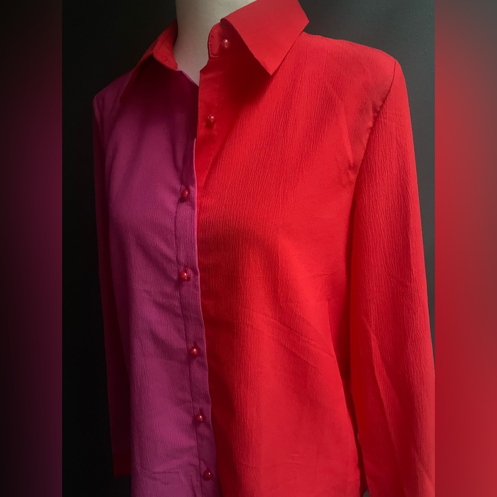 SHEIN color block button up small